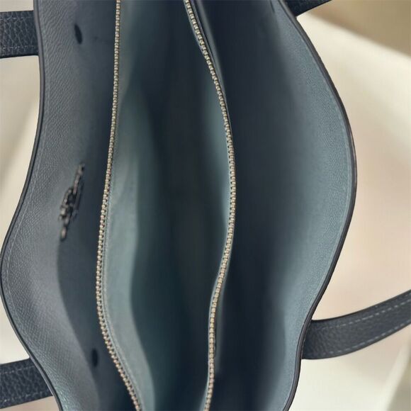 Coach Charlie Carryall Midnight Silver Tote Pebbled Leather Bag Classic Travel - Picture 5 of 11